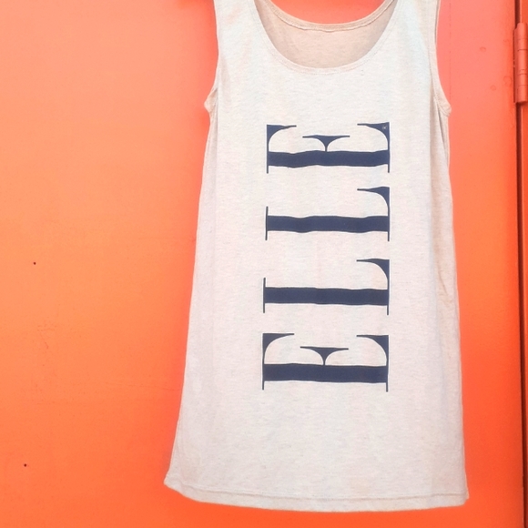 Elle Tan Tunic Tank Top Blouse Graphic print M/ L One Size - Picture 1 of 6